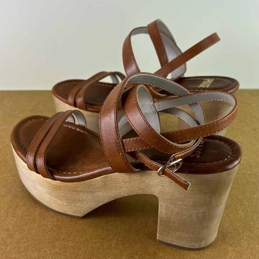 NEW PAIGE BROWN LEATHER CLOG SANDALS - Picture 6 of 12